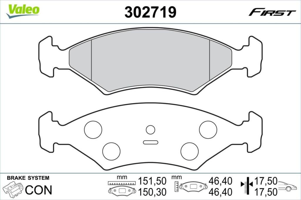 Jogo de 4 pastilhas de travão VALEO ref. 302719